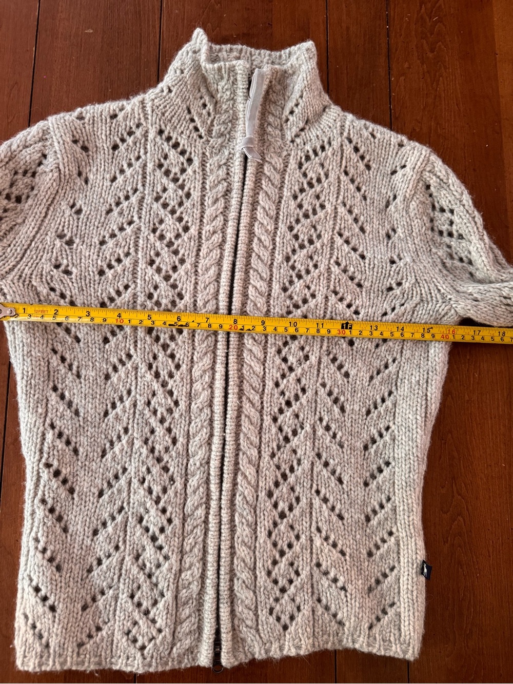 VTG Y2K Abercrombie & Fitch Pointelle Lambswool Zip Cardigan Sweater Small - Picture 11 of 14